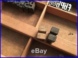 Antique Wood Letterpress Printing Press Type Block Letters Typeset Blocks 120 pc