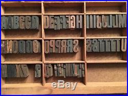Antique Wood Letterpress Printing Press Type Block Letters Typeset Blocks 61 pc