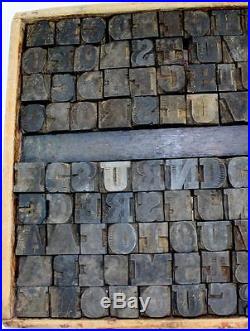Antique Wood Printing Press Type Set Letter Font Blocks 121 Pieces 3/4