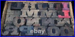 Antique rare Alphabet 56pcs 4.53 wood printing blocks Letterpress wooden type