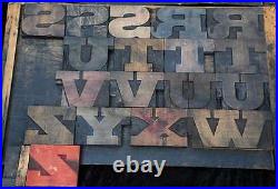 Antique rare Alphabet 56pcs 4.53 wood printing blocks Letterpress wooden type