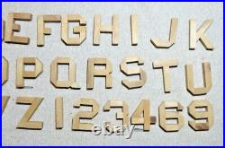 Block Letters Alphabet & #s Large Wood Lot (63) Pcs Vintage Freestanding 3-7/8