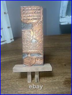 Copper Printing Plate Peters DuPont Victory Shot Gun Shell Ad With Wood Stand