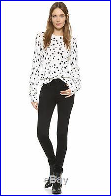 EQUIPMENT $320 Ryder Black Ivory Off White Cashmere Knit Star Print Sweater XS