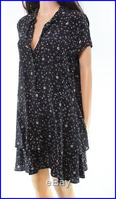 EQUIPMENT Black Women's Size Medium M Star Print Silk Shirt Dress $398- #610
