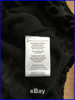 EQUIPMENT FEMME Black Silk Mix Velvet Leopard Print Sheer Button Up Shirt Size M