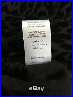 EQUIPMENT FEMME Black Silk Mix Velvet Leopard Print Sheer Button Up Shirt Size M
