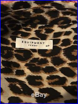 EQUIPMENT FEMME Slim Signature Classic Leopard Print Silk Blouse Size Small