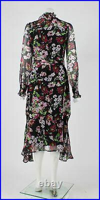 EQUIPMENT Printed Silk Floral Midi Long Sleeve Dress, Size S