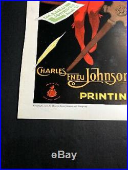 Eneu Johnson Printing Ink Poster Sign Original 1927 Farmer & Equipment Funky Ar