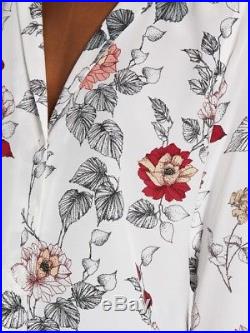 Equipment Adalyn Floral Print Silk Shirt Bright White Multi Size S $258