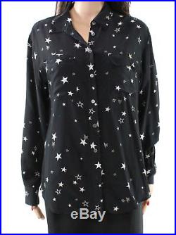 Equipment Black Women's Size Medium M Star Print Button Down Shirt $298- #968