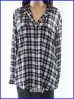 Equipment Black Women's Size XL Plaid Printed Button Down Shirt Silk $278- #368
