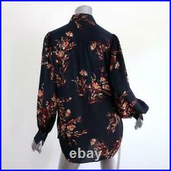 Equipment Blouse Danton Black Floral Print Size Extra Small Long Sleeve Shirt