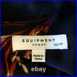 Equipment Blouse Danton Black Floral Print Size Extra Small Long Sleeve Shirt