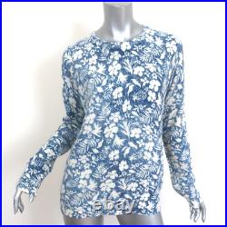Equipment Cashmere Sweater Sloane Blue Floral Print Size Large Crewneck Pullover
