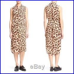 Equipment Femme Womens Small Leopard Print 100% Silk Sleeveless Shirt Dress