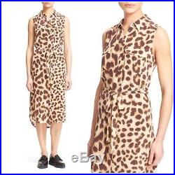 Equipment Femme Womens Small Leopard Print 100% Silk Sleeveless Shirt Dress