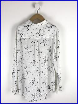 Equipment Femme Womens White Star Print Silk Shirt Size L (Uk 14)
