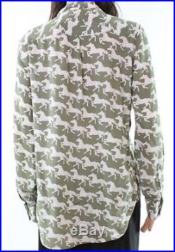 Equipment Green Women's Size Medium M Horse Print Button Down Shirt $268- #876