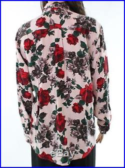 Equipment Pink Rose-Print Women's Size Large L Button Down Shirt Silk $288- #013