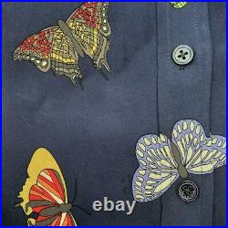 Equipment Slim Signature Shirt Navy Butterfly Print Silk Top Size Extra Small