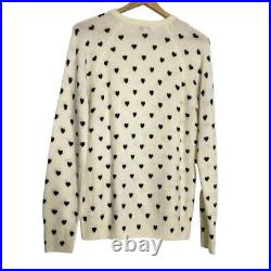 Equipment Sloane Heartfelt Ivory Cashmere Crewneck Sweater Black Heart Print