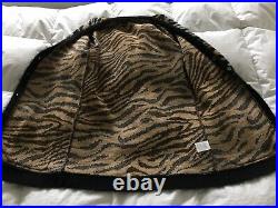 Equipment Tiger Print Mohair Wool Nylon Blend Black Tan Cardigan Sweater Size S