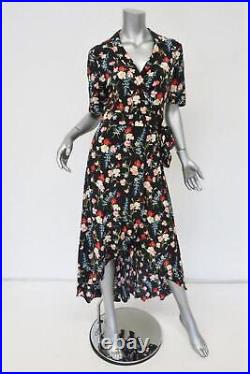 Equipment Wrap Dress Imogene Floral Print Silk Size Medium Short Sleeve Midi