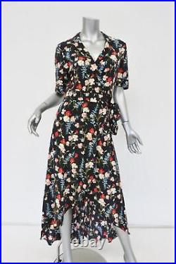 Equipment Wrap Dress Imogene Floral Print Silk Size Medium Short Sleeve Midi