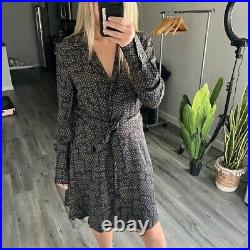 Equipment Yarrowe Printed Button-Front Long-Sleeve Dress size 6