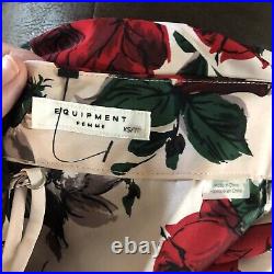 Equipment romantic silk rose print slip dress midi XS