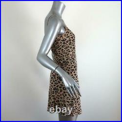 Equipment x Kate Moss Slip Dress Jessa Beige Leopard Print Silk Size Extra Small