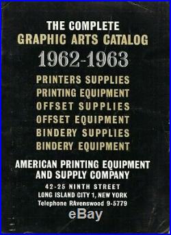 Exceptional 1962-1963 American Printing Offset Equipment & Supply Co, Catalog