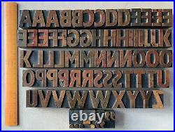 FABULOUS Vintage Wood Type Letterpress Set 43mm Printers Letter x72 Xmas Display