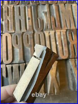 Full Set x46 Antique Vintage Letterpress Printers Wooden Type Block Letters 76mm