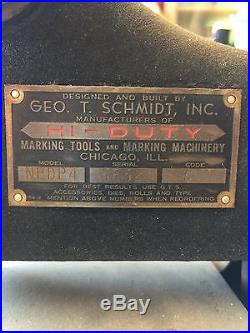 GTS Schmidt Model 4 Marking Machine Metal Press Stamp Name Plate Tool