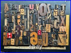 Giant Antique Letterpress Printer WOOD TYPE Mix 168 Pieces Full Alphabet Numbers