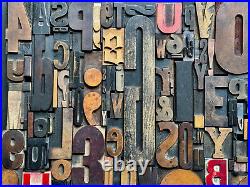 Giant Antique Letterpress Printer WOOD TYPE Mix 168 Pieces Full Alphabet Numbers