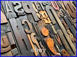 Giant Antique Letterpress Printer WOOD TYPE Mix 168 Pieces Full Alphabet Numbers