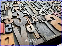 Giant Antique Letterpress Printer WOOD TYPE Mix 168 Pieces Full Alphabet Numbers