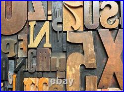 Giant Antique Letterpress Printer WOOD TYPE Mix 168 Pieces Full Alphabet Numbers