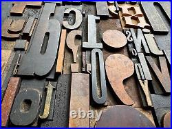 Giant Antique Letterpress Printer WOOD TYPE Mix 168 Pieces Full Alphabet Numbers