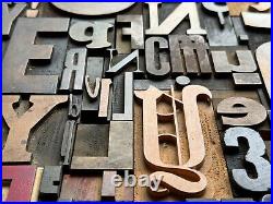 Giant Antique Letterpress Printer WOOD TYPE Mix 168 Pieces Full Alphabet Numbers