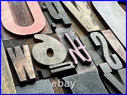 Giant Antique Letterpress Printer WOOD TYPE Mix 168 Pieces Full Alphabet Numbers