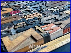 Giant Antique Letterpress Printer WOOD TYPE Mix 168 Pieces Full Alphabet Numbers