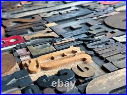 Giant Antique Letterpress Printer WOOD TYPE Mix 168 Pieces Full Alphabet Numbers