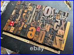 Giant Antique Letterpress Printer WOOD TYPE Mix 168 Pieces Full Alphabet Numbers