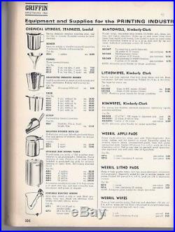 Griffin Brothers inc catalog equipment & supplies for printing industry sc 1965
