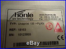 Honle, Uv Unit, Uvaprint 100 Hplkv, Part#18163, Used, No Bulb/glass